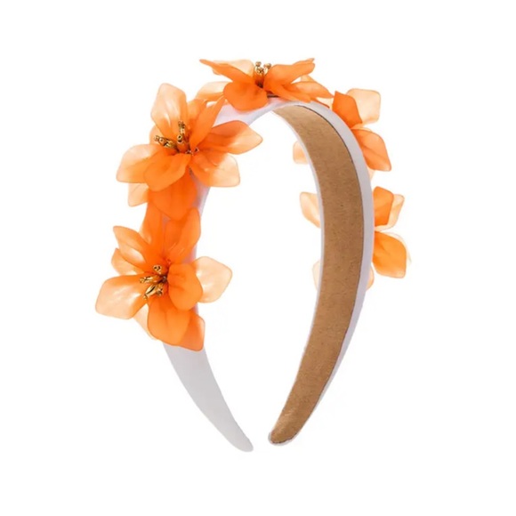 Whimsy_and_Lily Accessories - Orange 3D Floral Headband